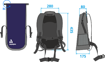 Размеры водонепроницаемого рюкзака Aquapac 792