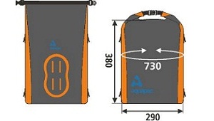 Внешний размер водонепроницаемого рюкзака Aquapac 025