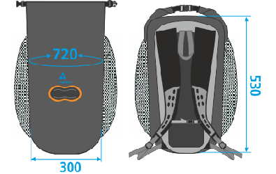 Размеры водонепроницаемого рюкзака Aquapac 787