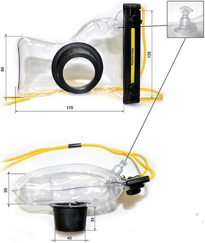 Размеры чехла для подводной съёмки Ewa-Marine 3D-L/D-SC