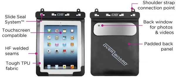 OB1083BLK - Waterproof iPad Mini Case with shoulder strap