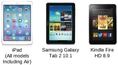 OB1086BLK подходит для iPad, iPad 2, iPad 3, Samsung Galaxy Tab 2 10.1, Kindle Fire HD 8.9